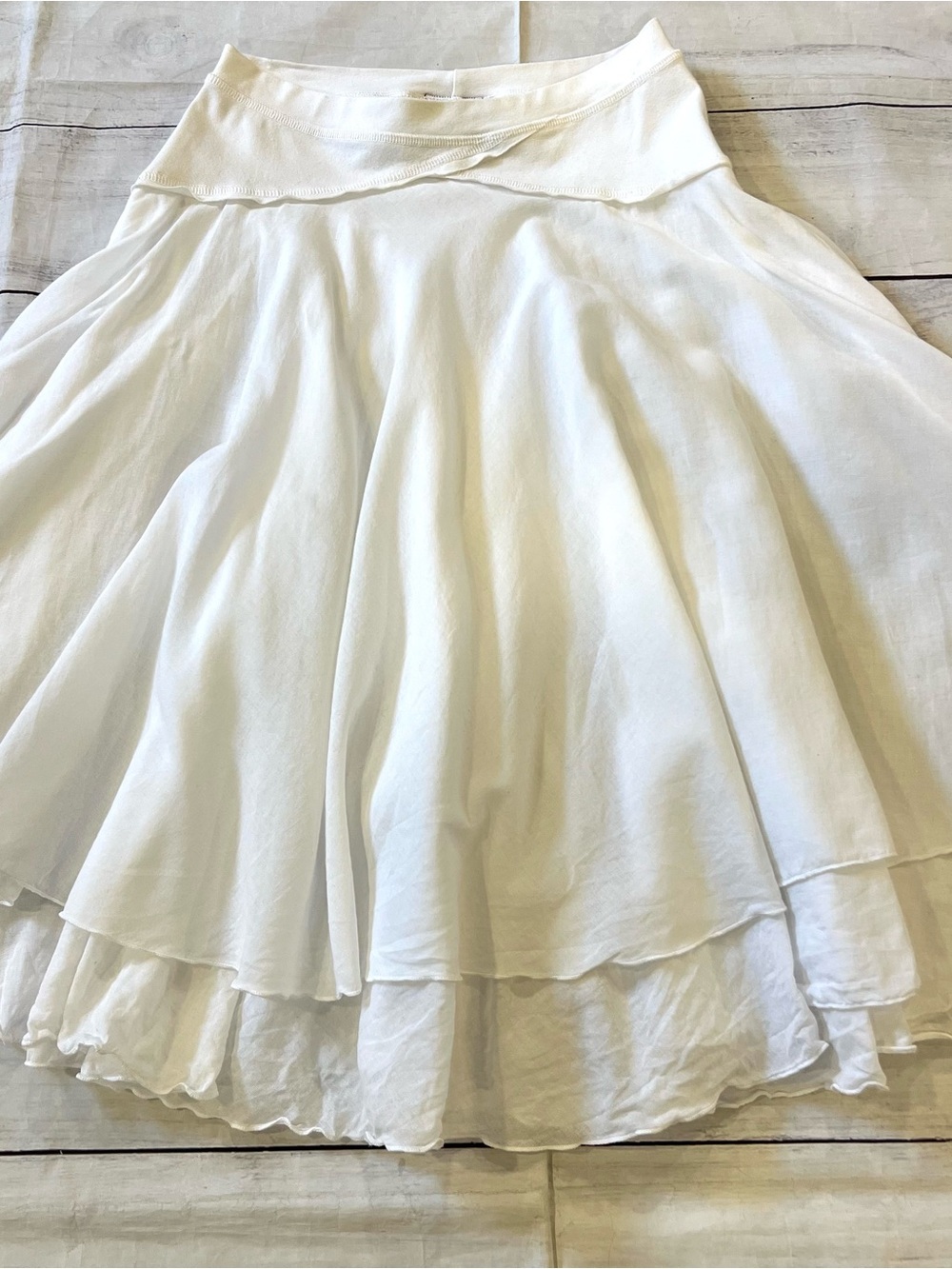 Hard Tail White Layered Flowy Skirt